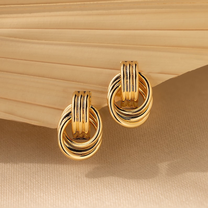 Double Hoop Studs Earrings