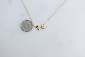 Dainty Encased Opal Tulip Wrap Necklace