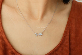 Dainty Encased Opal Tulip Wrap Necklace