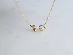 Dainty Encased Opal Tulip Wrap Necklace