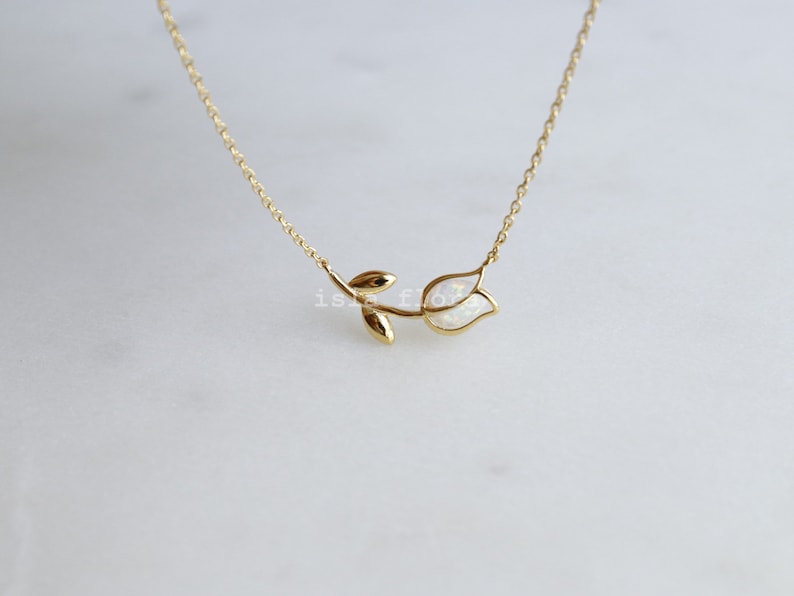 Dainty Encased Opal Tulip Wrap Necklace