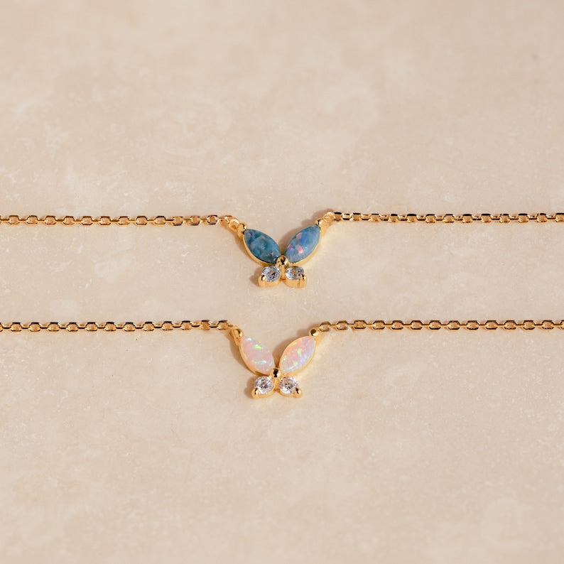 Opal Butterfly Necklace