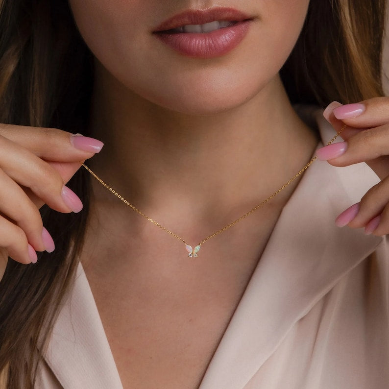 Opal Butterfly Necklace