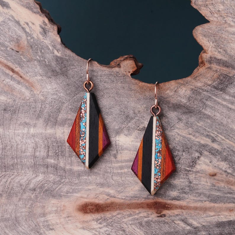 Turquoise and Copper Teardrop Earrings