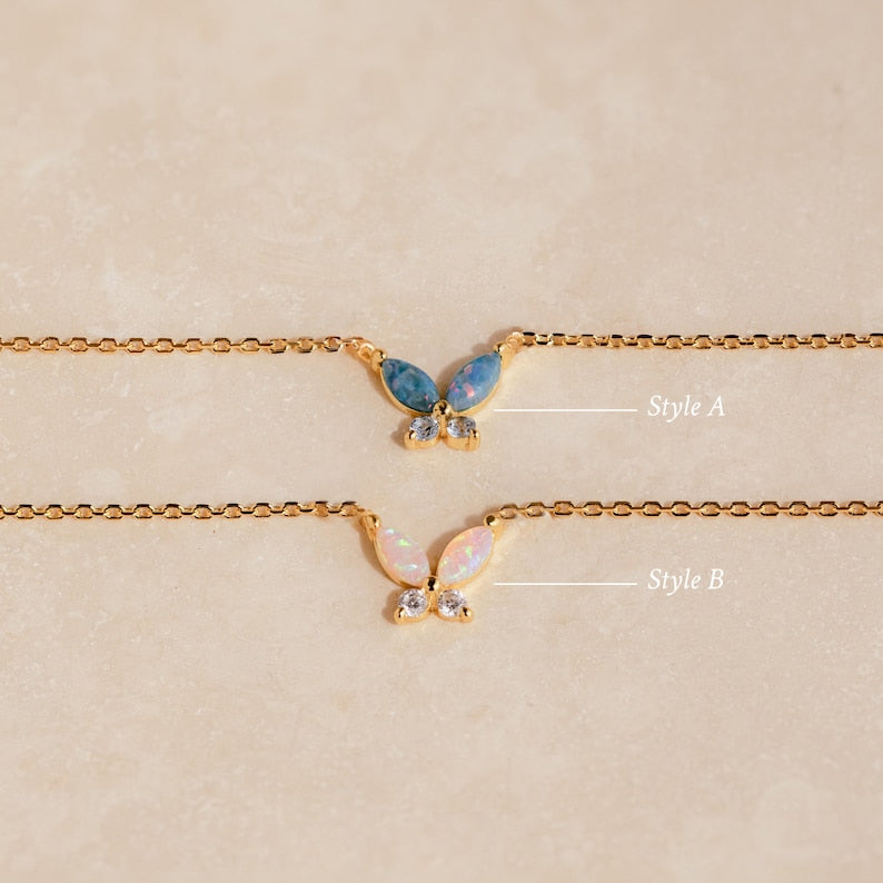 Opal Butterfly Necklace