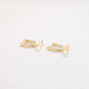 14k Gold Star Hoop Earrings