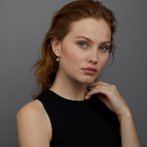 14k Gold Star Hoop Earrings