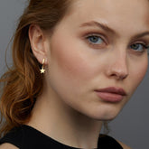 14k Gold Star Hoop Earrings