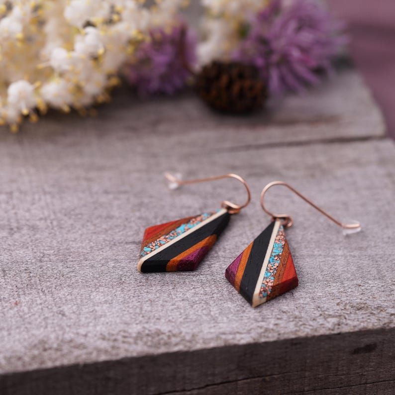 Turquoise and Copper Teardrop Earrings