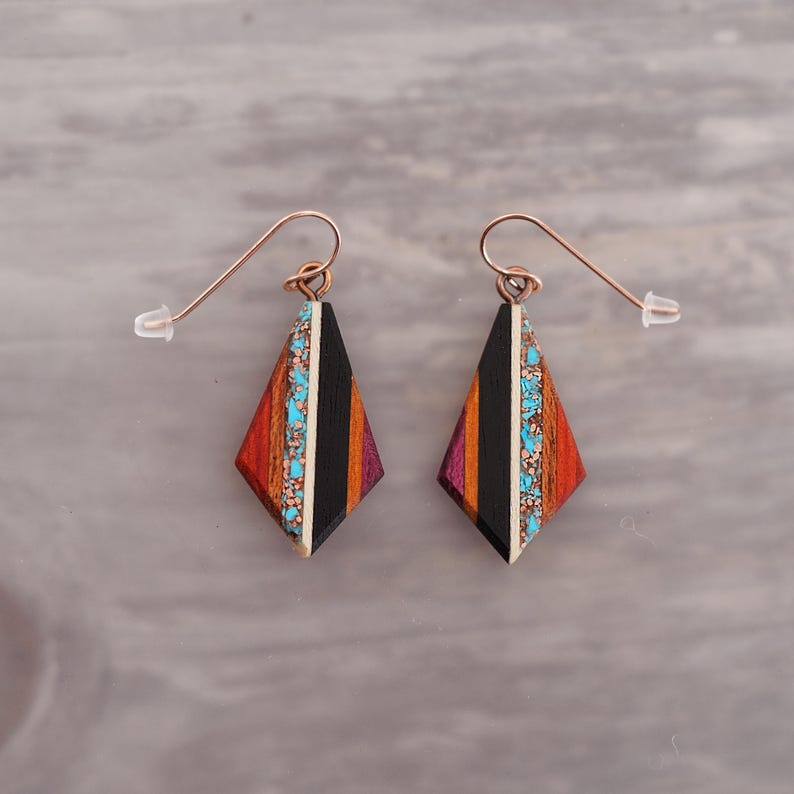 Turquoise and Copper Teardrop Earrings