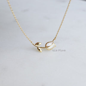 Dainty Encased Opal Tulip Wrap Necklace