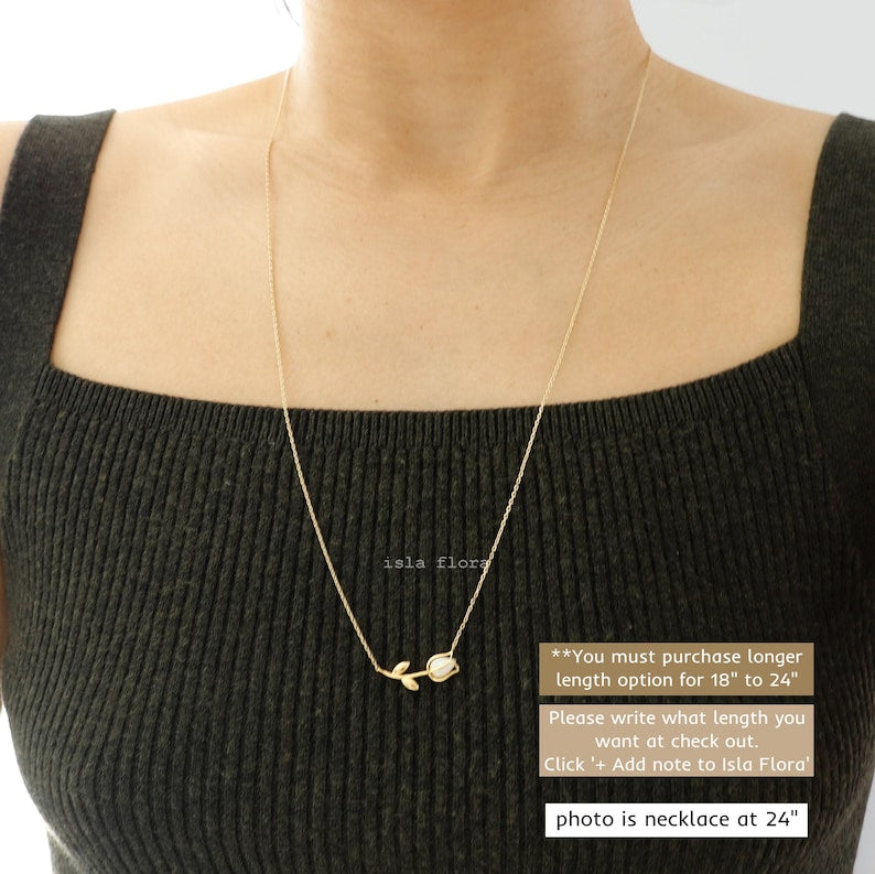 Dainty Encased Opal Tulip Wrap Necklace