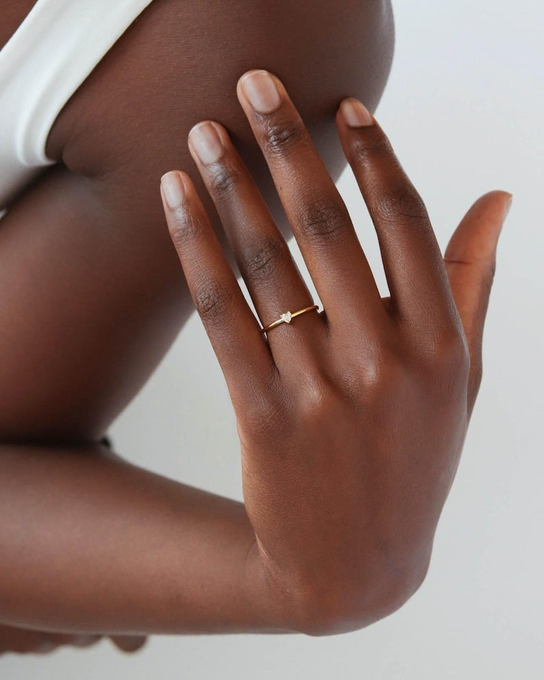 18k Gold Heart CZ Ring