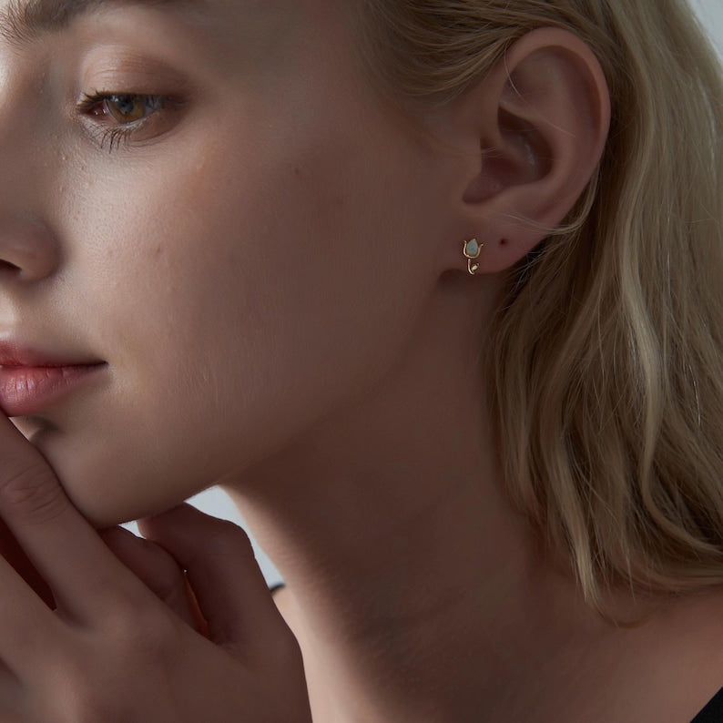 PERIMADE Tiny Opal Tulip Stud Earrings