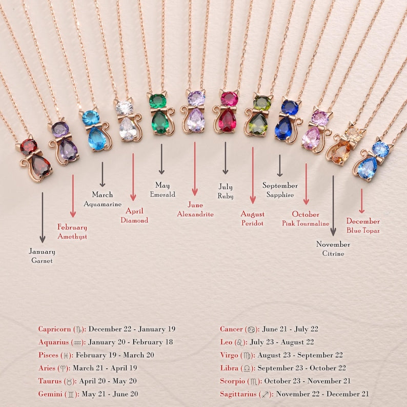 Birthday month Gift Cat Lover Necklace