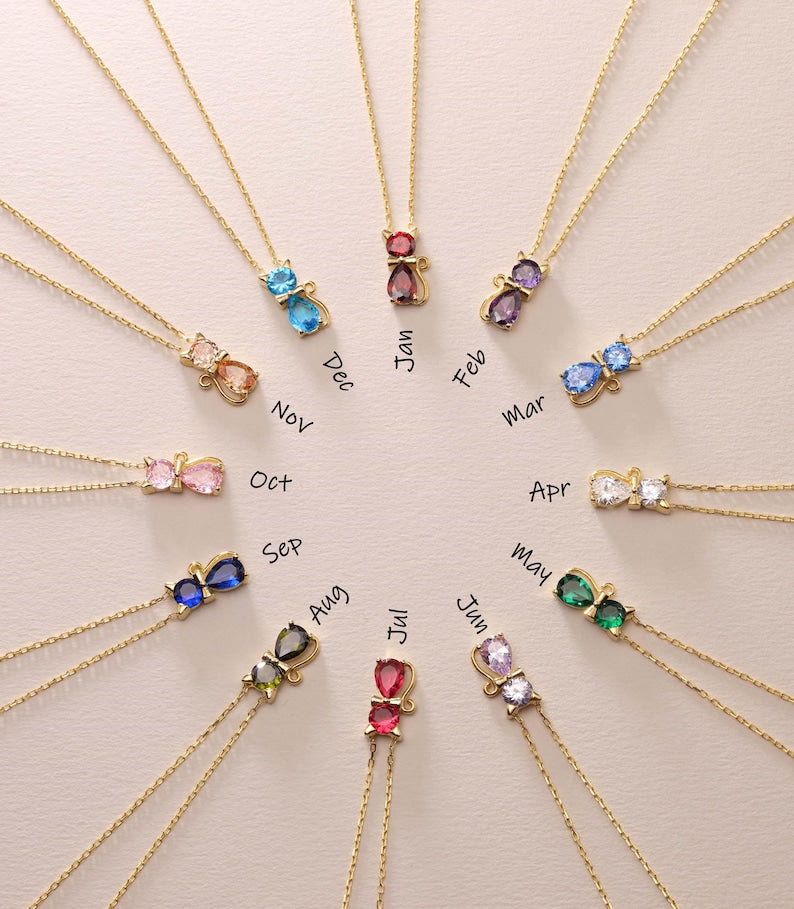Birthday month Gift Cat Lover Necklace