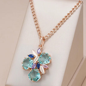 18K Rose Gold Plated in Mosaic Rhombus Natural Zircon Necklace