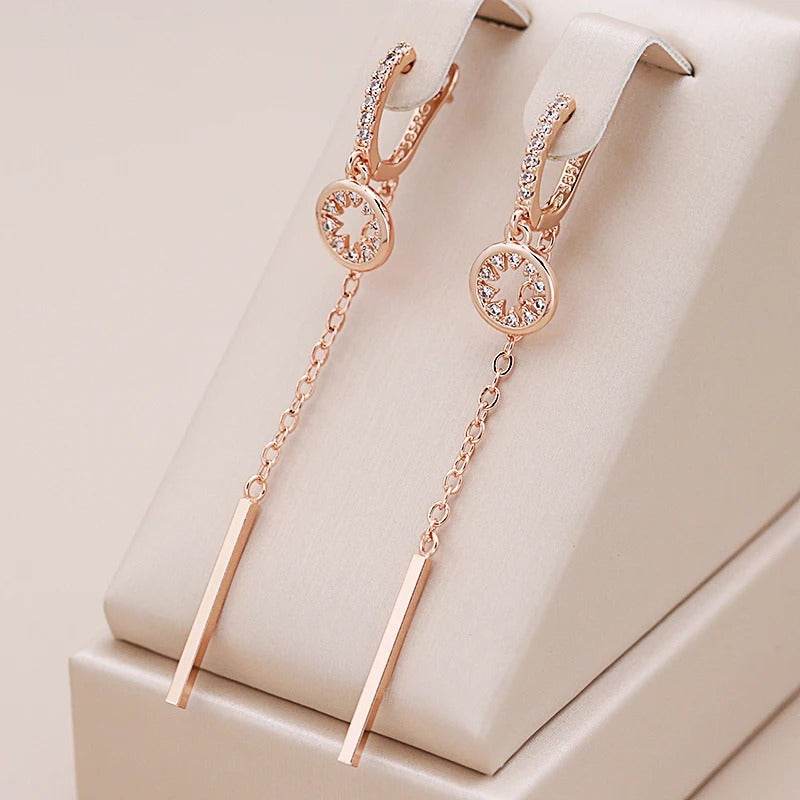 18K Rose Gold Plated Trend Long Tassel Dangle Earrings