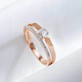 18K Rose Gold Plated double zirconia ring
