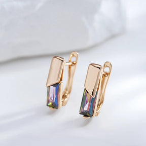 18K Rose Gold Plated Square Colorful Natural Zircon Drop Earring