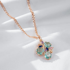 18K Rose Gold Plated in Mosaic Rhombus Natural Zircon Necklace