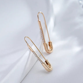 18K Rose Gold Plated Long Dangle Earrings with little zirconias