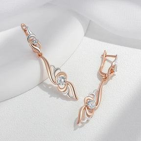 18K Rose Gold Plated Unique Flower Shape Drop Earrings
