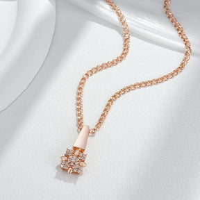 Set of pendant and earrings in square shapes with white zirconia in 18K rose gold plating