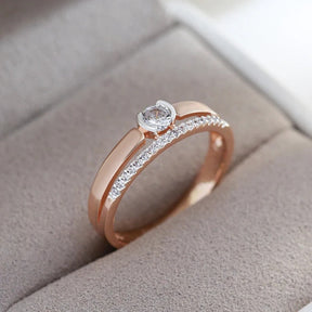 18K Rose Gold Plated double zirconia ring