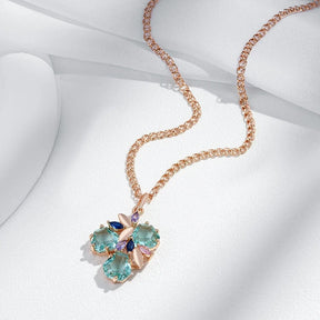 18K Rose Gold Plated in Mosaic Rhombus Natural Zircon Necklace