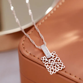18K Rose Gold Plated Andalusian Square Long Pendant Necklace