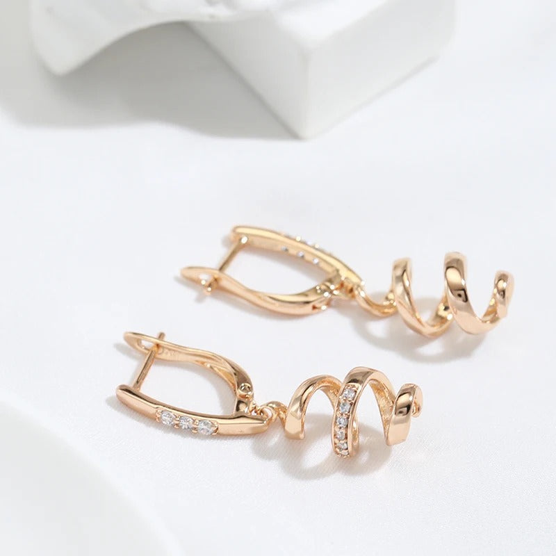 18K Rose Gold Plated curly earrings in zirconia