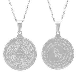 Stainless Steel Lord's and Serenity Prayer Pendant for Women