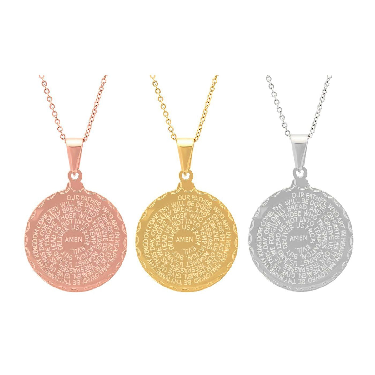 Stainless Steel Lord's and Serenity Prayer Pendant for Women