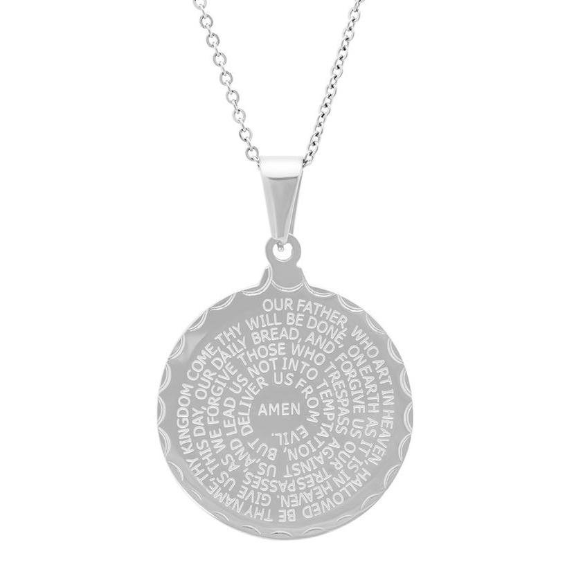 Stainless Steel Lord's and Serenity Prayer Pendant for Women