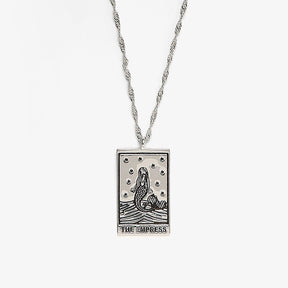 Silver Tarot Card Pendant Necklace